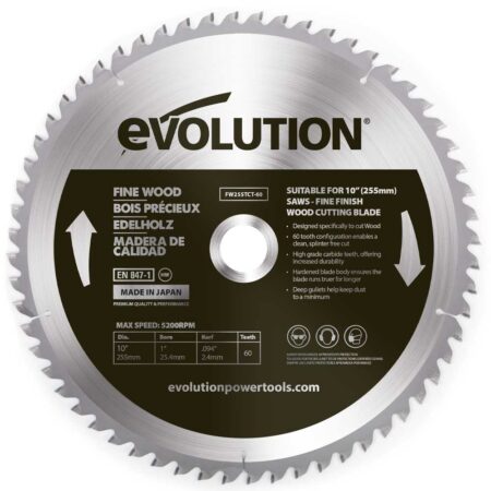 Фин диск за циркуляр - за дърво 60 зъба / EVOLUTION FW255TCT-60 /
