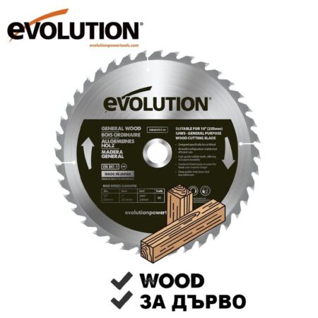 Циркулярен диск за дърво 255 мм / Evolution GW255TCT-40-4657 / (K008A) 3