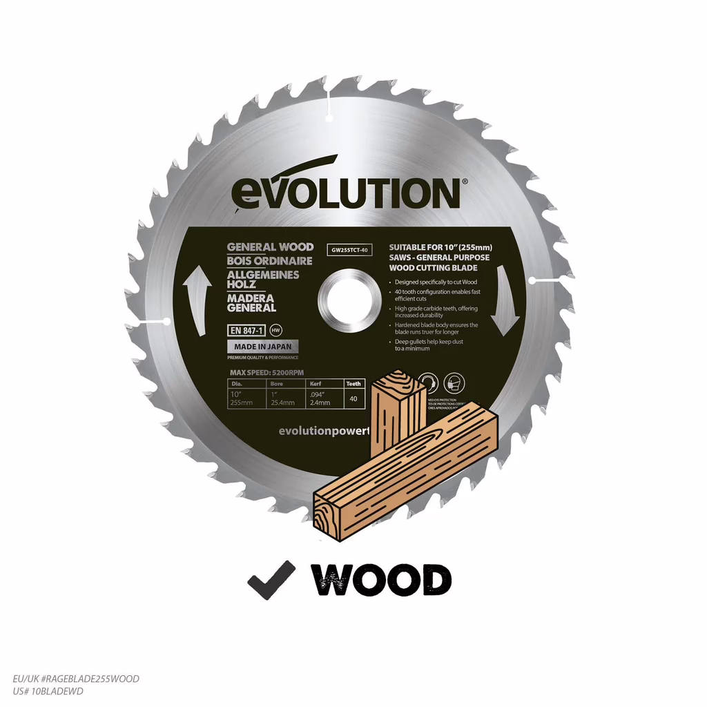 Циркулярен диск за дърво 255 мм / Evolution GW255TCT-40-4657 / (K008A) 3 Циркулярен диск за дърво 255 мм / Evolution GW255TCT-40-4657 / (K008A) - Image 3