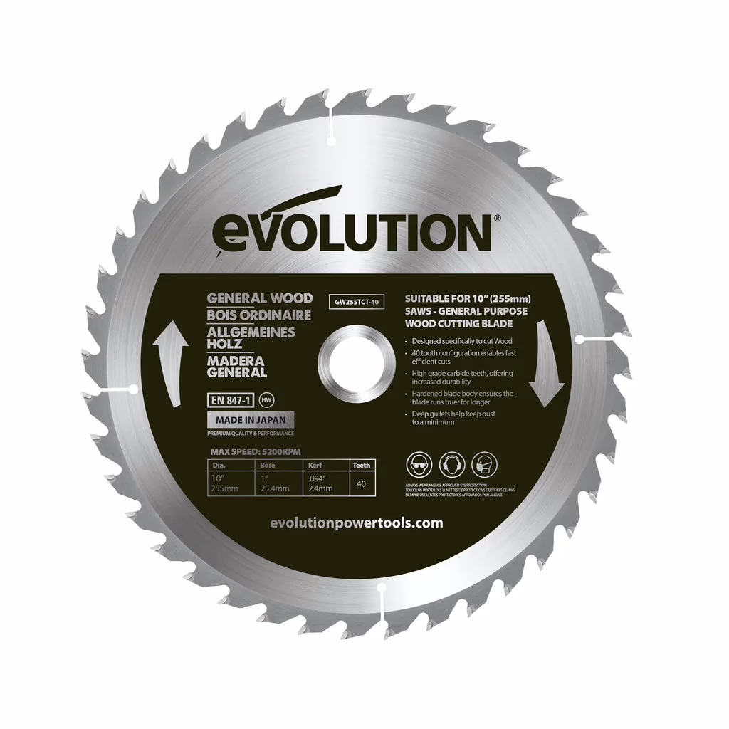Циркулярен диск за дърво 255 мм / Evolution GW255TCT-40-4657 / (K008A) 1 Циркулярен диск за дърво 255 мм / Evolution GW255TCT-40-4657 / (K008A)