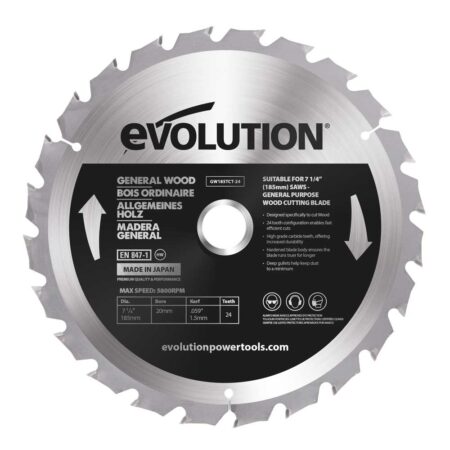 Диск за дърво за циркуляр 185 мм TCT 24 зъба / EVOLUTION GW185TCT-24-7164 /