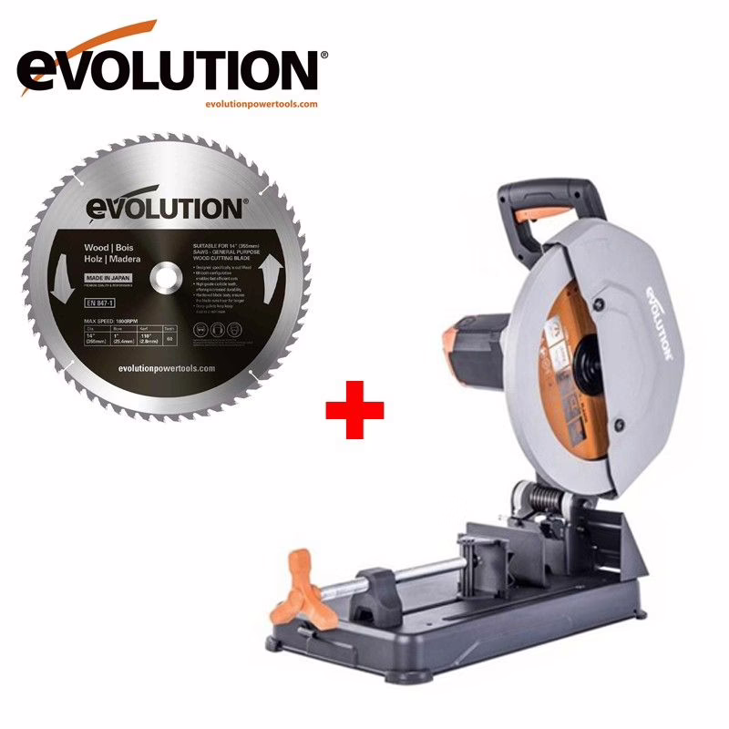 ПРОМОЦИЯ! Отрезна машина R355CPS 2200 W, с диск за дърво 355 мм / EVOLUTION 083-0003 / GW355TCT-60 / 1 ПРОМОЦИЯ! Отрезна машина R355CPS 2200 W, с диск за дърво 355 мм / EVOLUTION 083-0003 / GW355TCT-60 /