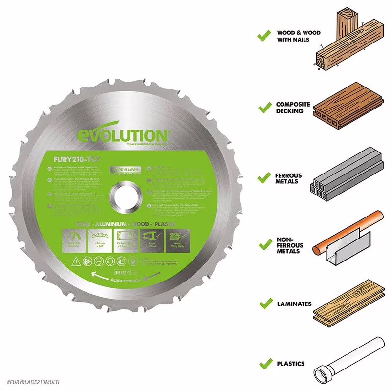 Циркулярен диск - унивесален 210 мм / EVOLUTION F210TCT-20MS-9967 / 2 Циркулярен диск - унивесален 210 мм / EVOLUTION F210TCT-20MS-9967 / - Image 2
