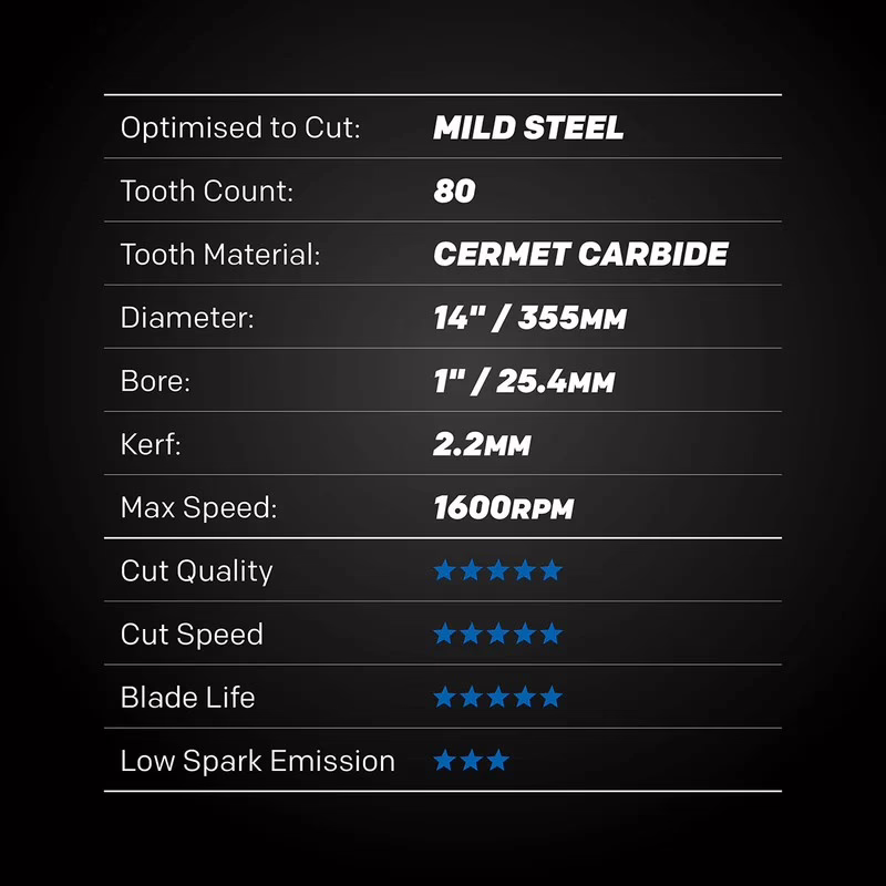 Циркулярен циск за рязане на мека стомана EVOMAX 14“ / EVOLUTION M355CMT-80CSMAX-7091 / 8 Циркулярен циск за рязане на мека стомана EVOMAX 14“ / EVOLUTION M355CMT-80CSMAX-7091 / - Image 8