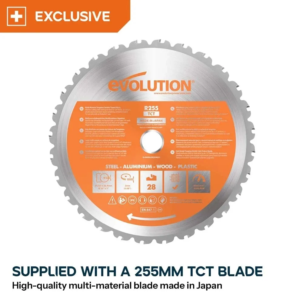 Портативен настолен циркуляр R255TBLX+, 1800 W, 220 - 240 V / 50 Hz EU със сгъваема стойка / EVOLUTION 119-0018 / 5 Портативен настолен циркуляр R255TBLX+, 1800 W, 220 - 240 V / 50 Hz EU със сгъваема стойка / EVOLUTION 119-0018 / - Image 5